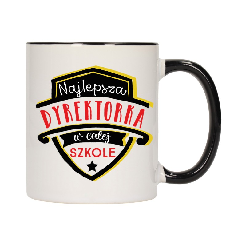 KUBEK KUBKI CZARNY ŚRODEK UCHO DLA NAJLEPSZA DYREKTORKA PREZENT W457