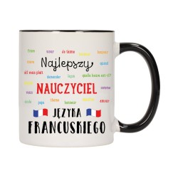 KUBEK KUBKI CZARNY ŚRODEK UCHO DLA NAJLEPSZY NAUCZYCIEL FRANCUSKIEGO W448