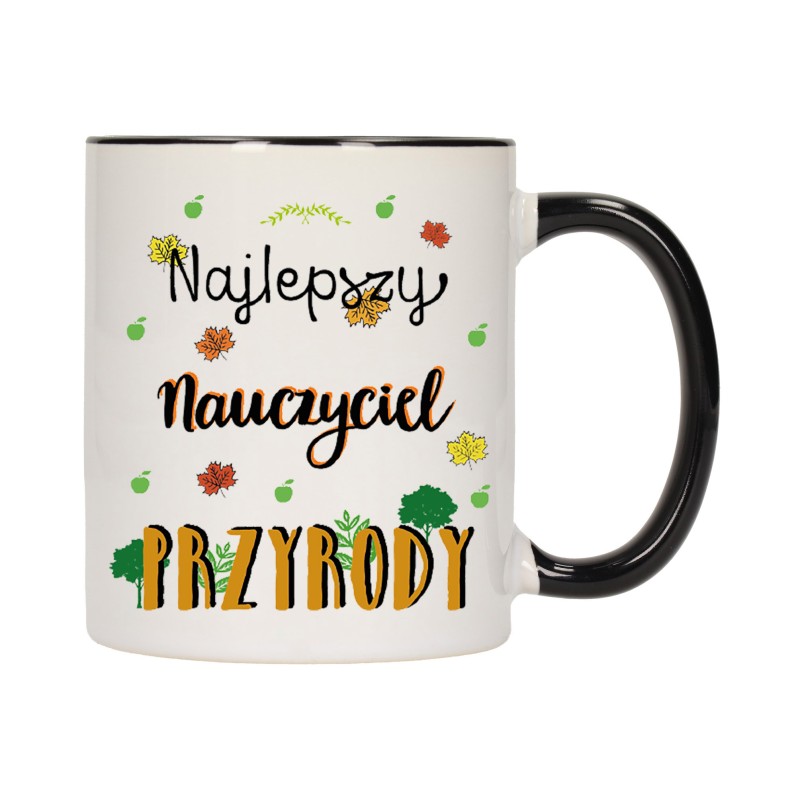 KUBEK KUBKI CZARNY ŚRODEK UCHO DLA NAJLEPSZY NAUCZYCIEL PRZYRODY W299