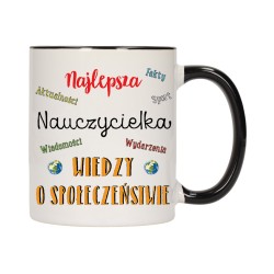 KUBEK KUBKI CZARNY ŚRODEK UCHO DLA NAJLEPSZA NAUCZYCIELKA WOS PREZENT W295