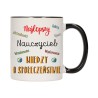 KUBEK KUBKI CZARNY ŚRODEK UCHO DLA NAJLEPSZY NAUCZYCIEL WOS PREZENT W294