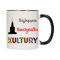 KUBEK KUBKI CZARNY ŚRODEK UCHO DLA NAJLEPSZA NAUCZYCIELKA KULTURY W293