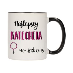 KUBEK KUBKI CZARNY ŚRODEK UCHO DLA NAJLEPSZY KATECHETA PREZENT W292