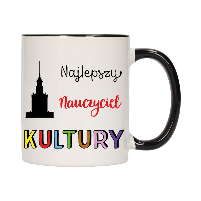 KUBEK KUBKI CZARNY ŚRODEK UCHO DLA NAJLEPSZY NAUCZYCIEL KULTURY W289