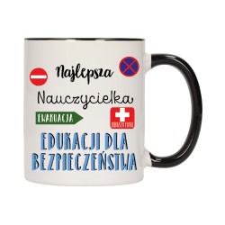 KUBEK KUBKI CZARNY ŚRODEK DLA NAJLEPSZA NAUCZYCIELKA BEZPIECZEŃSTWA W288