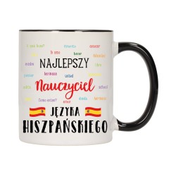 KUBEK KUBKI CZARNY ŚRODEK UCHO DLA NAJLEPSZY NAUCZYCIEL HISZPAŃSKIEGO W286