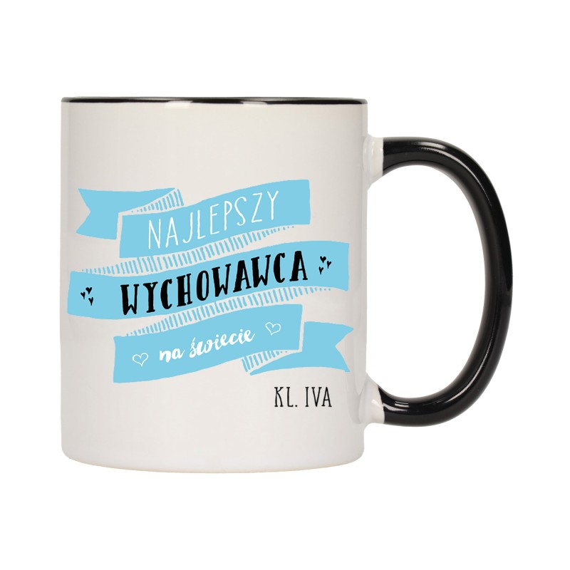 KUBEK KUBKI CZARNY ŚRODEK UCHO DLA NAJLEPSZY WYCHOWAWCA W204