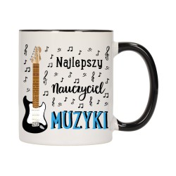 KUBEK KUBKI CZARNY ŚRODEK UCHO DLA NAJLEPSZY NAUCZYCIEL MUZYKI PREZENT W203