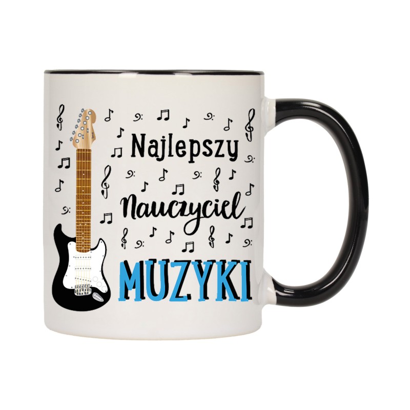 KUBEK KUBKI CZARNY ŚRODEK UCHO DLA NAJLEPSZY NAUCZYCIEL MUZYKI PREZENT W203