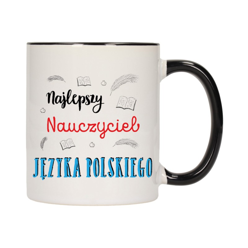 KUBEK KUBKI CZARNY ŚRODEK DLA NAJLEPSZY NAUCZYCIEL JĘZYKA POLSKIEGO W197