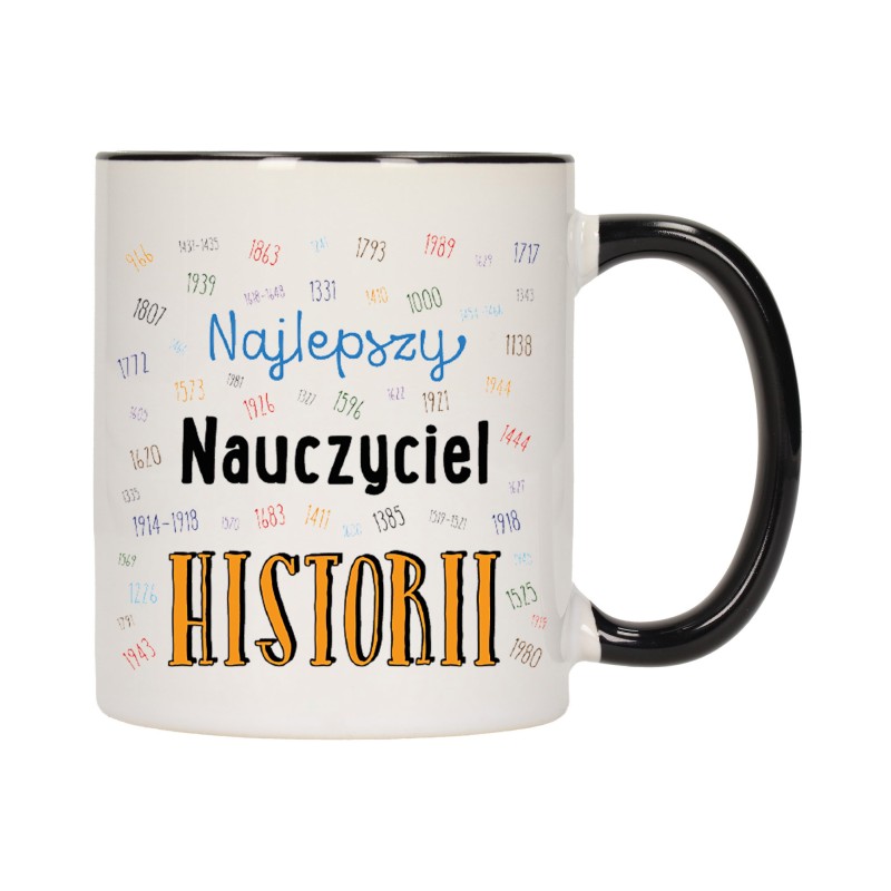 KUBEK KUBKI CZARNY ŚRODEK UCHO DLA NAJLEPSZY NAUCZYCIEL HISTORII W196
