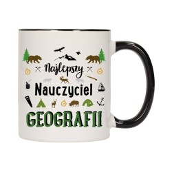 KUBEK KUBKI CZARNY ŚRODEK UCHO DLA NAJLEPSZY NAUCZYCIEL GEOGRAFII W195