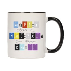 KUBEK KUBKI CZARNY ŚRODEK UCHO DLA NAJLEPSZY NAUCZYCIEL CHEMII PREZENT W193