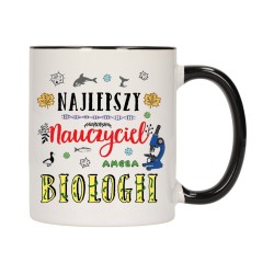 KUBEK KUBKI CZARNY ŚRODEK UCHO DLA NAJLEPSZY NAUCZYCIEL BIOLOGII W192