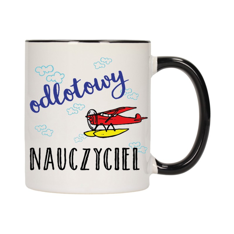 KUBEK KUBKI CZARNY ŚRODEK UCHO DLA ODLOTOWY NAUCZYCIEL SZKOŁA PREZENT W190