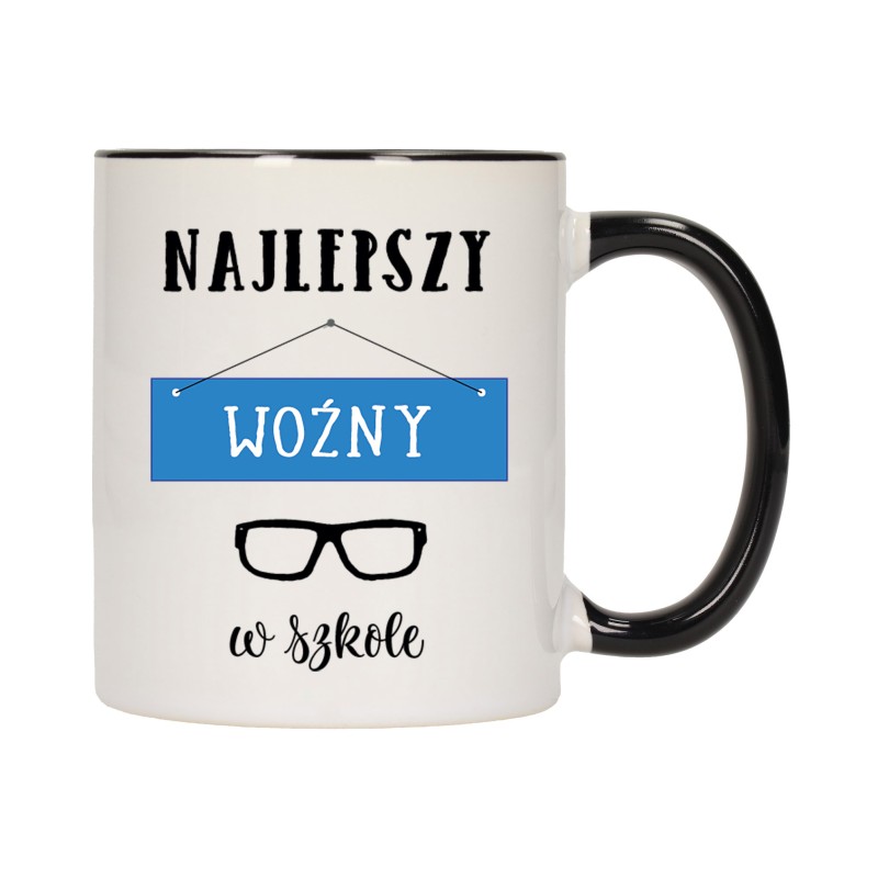 KUBEK KUBKI CZARNY ŚRODEK UCHO DLA NAJLEPSZY WOŹNY W SZKOLE PREZENT W638