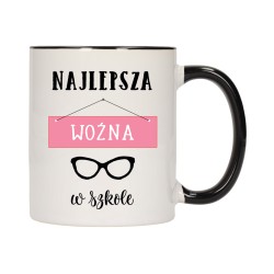 KUBEK KUBKI CZARNY ŚRODEK UCHO DLA NAJLEPSZA WOŹNA W SZKOLE PREZENT W636