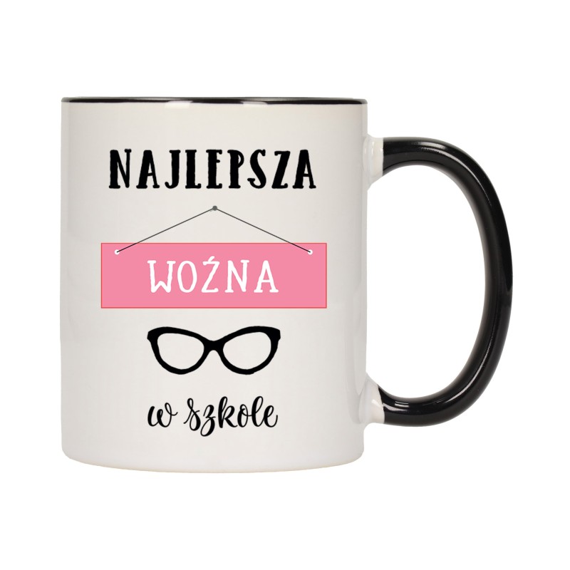 KUBEK KUBKI CZARNY ŚRODEK UCHO DLA NAJLEPSZA WOŹNA W SZKOLE PREZENT W636