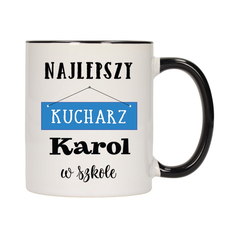 KUBEK KUBKI CZARNY ŚRODEK UCHO DLA NAJLEPSZY KUCHARZ PREZENT W633