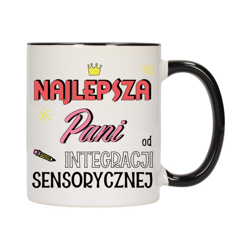 KUBEK CZARNY ŚRODEK UCHO DLA NAJLEPSZA PANI OD INTEGRACJI SENSORYCZNEJ W629