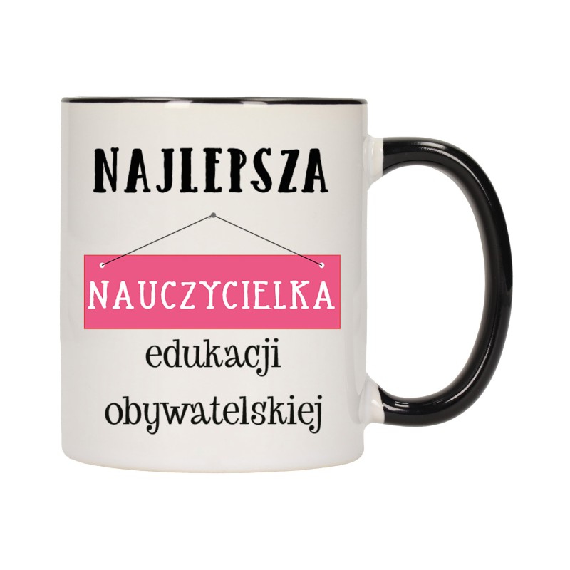 kubek czarny środek ucho najlepsza nauczycielka edukacji obywatelskiej w682