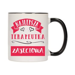 kubek czarny środek ucho dla najlepsza terapeutka zajęciowa prezent w689