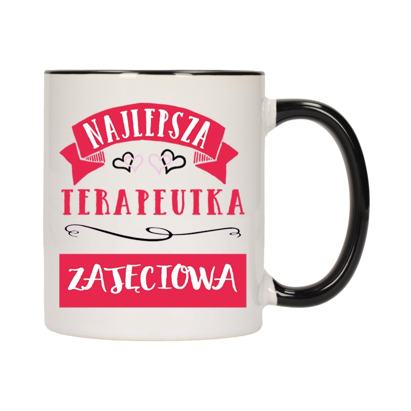 kubek czarny środek ucho dla najlepsza terapeutka zajęciowa prezent w689