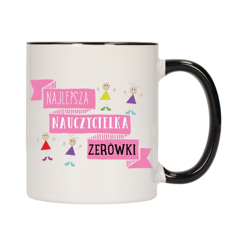 kubek czarny środek ucho dla najlepsza nauczycielka zerówki prezent w686