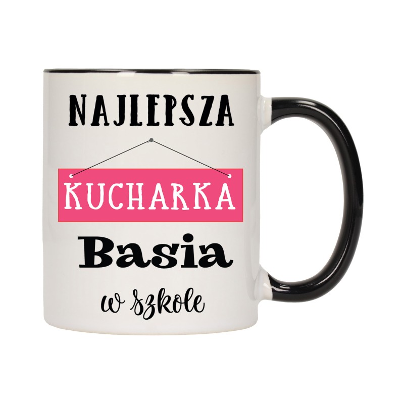 KUBEK KUBKI CZARNY ŚRODEK UCHO DLA NAJLEPSZA KUCHARKA PREZENT W696