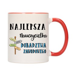 KUBEK KUBKI CZERWONY ŚRODEK UCHO DLA NAUCZYCIELKA DORADZTWA ZAWODOWEGO W584