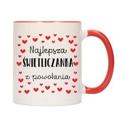 KUBEK KUBKI CZERWONY ŚRODEK UCHO DLA NAJLEPSZA ŚWIETLICZANKA PREZENT W581