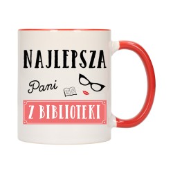 KUBEK KUBKI CZERWONY ŚRODEK DLA NAJLEPSZA PANI Z BIBLIOTEKI PREZENT W576