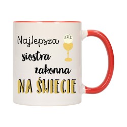 KUBEK KUBKI CZERWONY ŚRODEK UCHO DLA NAJLEPSZA SIOSTRA ZAKONNA PREZENT W573