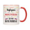 KUBEK KUBKI CZERWONY ŚRODEK UCHO DLA NAUCZYCIELKA ROSYJSKIEGO PREZENT W568