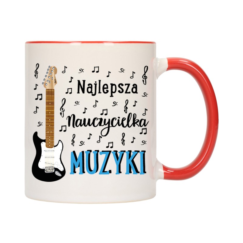 KUBEK KUBKI CZERWONY ŚRODEK UCHO DLA NAUCZYCIELKA MUZYKI PREZENT W565