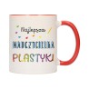 KUBEK KUBKI CZERWONY ŚRODEK UCHO DLA NAJLEPSZA NAUCZYCIELKA PLASTYKI W563