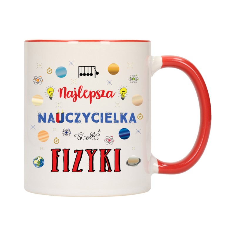 KUBEK KUBKI CZERWONY ŚRODEK UCHO DLA NAJLEPSZA NAUCZYCIELKA FIZYKI W562