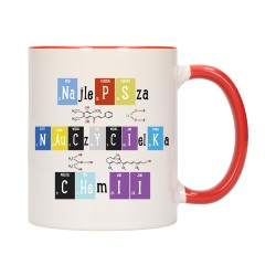KUBEK KUBKI CZERWONY ŚRODEK UCHO DLA NAJLEPSZA NAUCZYCIELKA CHEMII W561