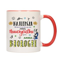 KUBEK KUBKI CZERWONY ŚRODEK UCHO DLA NAJLEPSZA NAUCZYCIELKA BIOLOGII W555