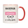 KUBEK KUBKI CZERWONY ŚRODEK UCHO DLA NAJLEPSZA PEDAGOG PREZENT W464