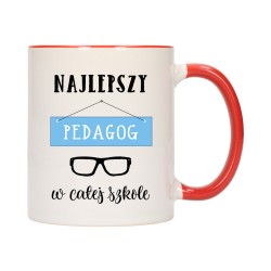 KUBEK KUBKI CZERWONY ŚRODEK UCHO DLA NAJLEPSZY PEDAGOG PREZENT W463