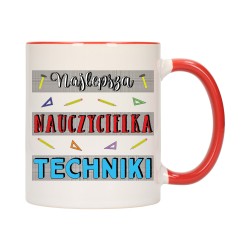 KUBEK KUBKI CZERWONY ŚRODEK UCHO DLA NAJLEPSZA NAUCZYCIELKA TECHNIKI W462