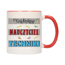 KUBEK KUBKI CZERWONY ŚRODEK UCHO DLA NAJLEPSZY NAUCZYCIEL TECHNIKI W460