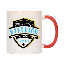 KUBEK KUBKI CZERWONY ŚRODEK UCHO DLA NAJLEPSZY DYREKTOR PREZENT W458