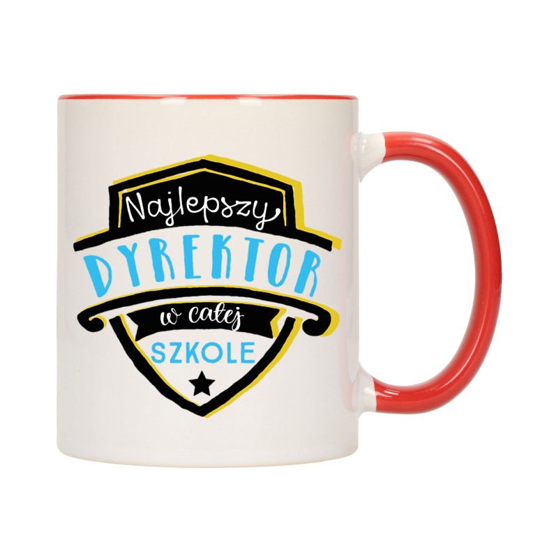 KUBEK KUBKI CZERWONY ŚRODEK UCHO DLA NAJLEPSZY DYREKTOR PREZENT W458