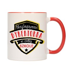 KUBEK KUBKI CZERWONY ŚRODEK UCHO DLA NAJLEPSZA DYREKTORKA PREZENT W457