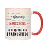 KUBEK KUBKI CZERWONY ŚRODEK UCHO DLA NAJLEPSZY NAUCZYCIEL FRANCUSKIEGO W448