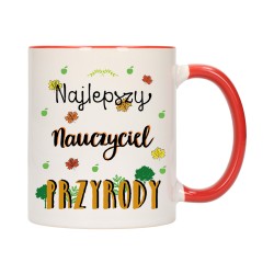 KUBEK KUBKI CZERWONY ŚRODEK UCHO DLA NAJLEPSZY NAUCZYCIEL PRZYRODY W299