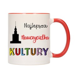 KUBEK KUBKI CZERWONY ŚRODEK UCHO DLA NAJLEPSZA NAUCZYCIELKA KULTURY W293