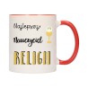 KUBEK KUBKI CZERWONY ŚRODEK UCHO DLA NAJLEPSZY NAUCZYCIEL RELIGII W290